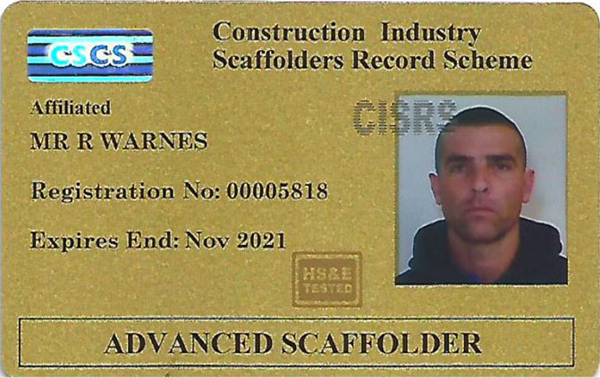 Health and Safety tested every 5 years for card renewal by Rymex